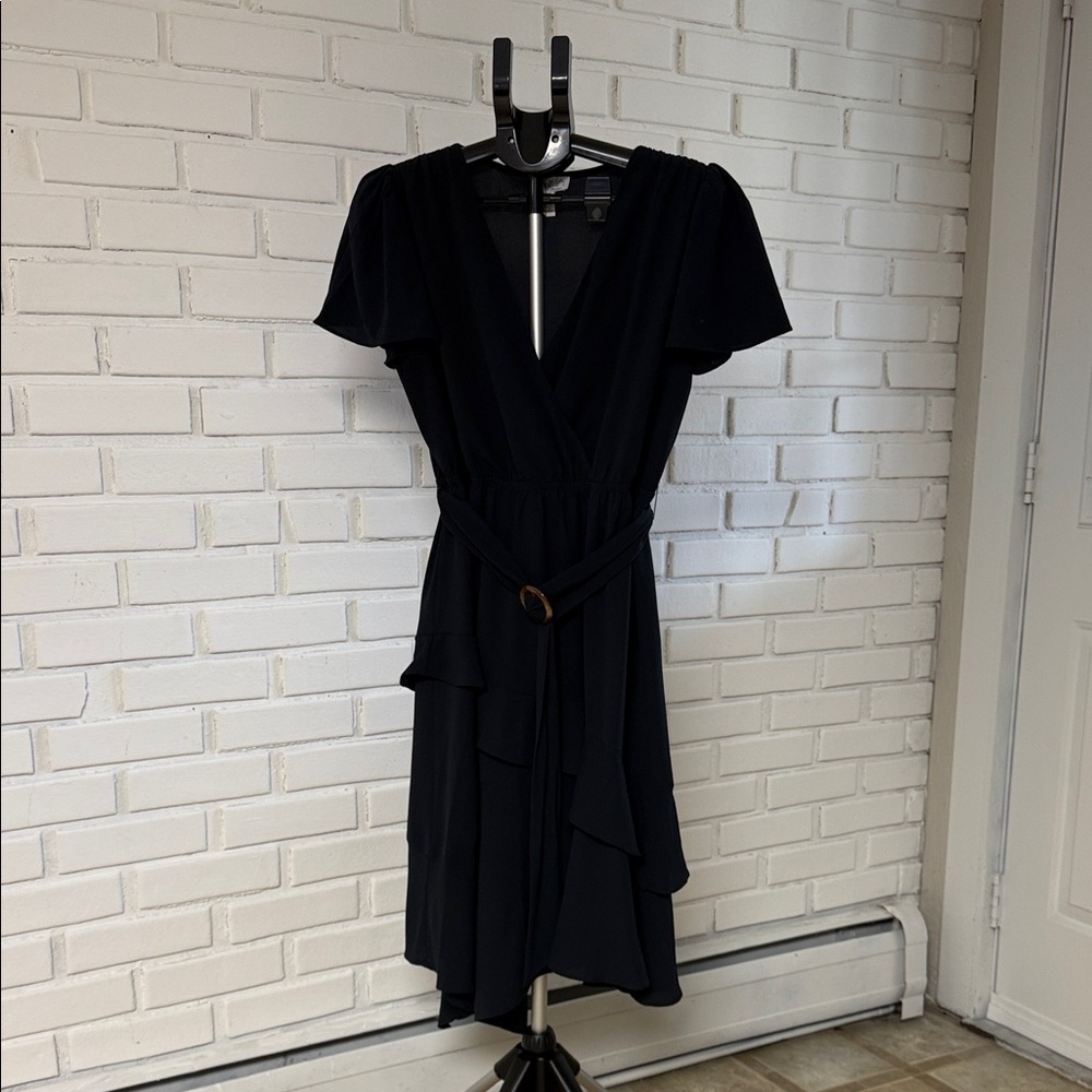 Chic Black Midi Wrap Dress